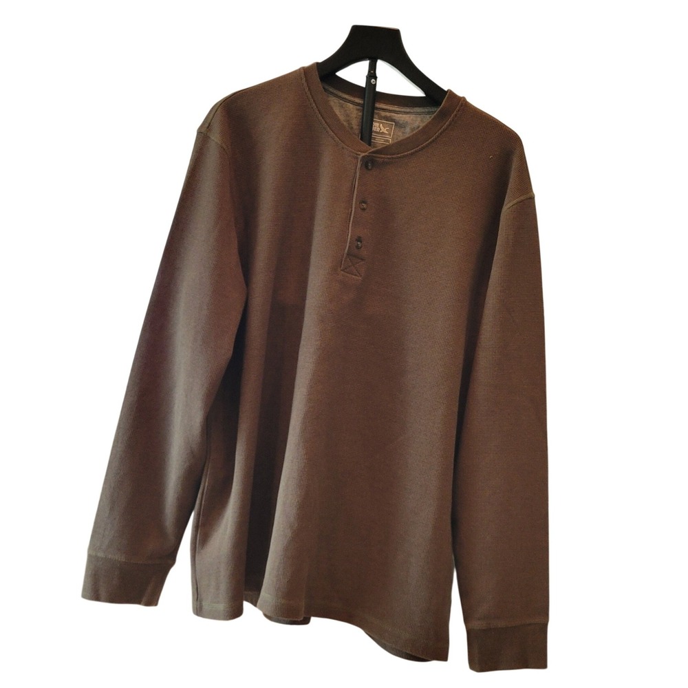 Eddie Bauer Green Thermal Henley 3-Button Long‎ Sleeve Sweat Shirt Size XXL